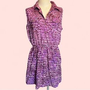 Batik Sleeveless Mini Dress in Purple by Hand Kreation